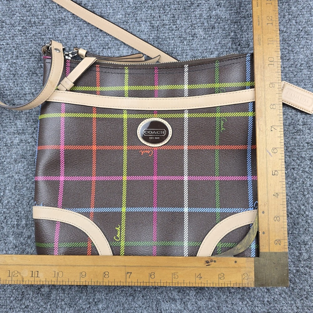 Coach Peyton Brown‎ Tattersall Plaid Crossbody Shoulder Bag F24387 - Picture 9 of 10